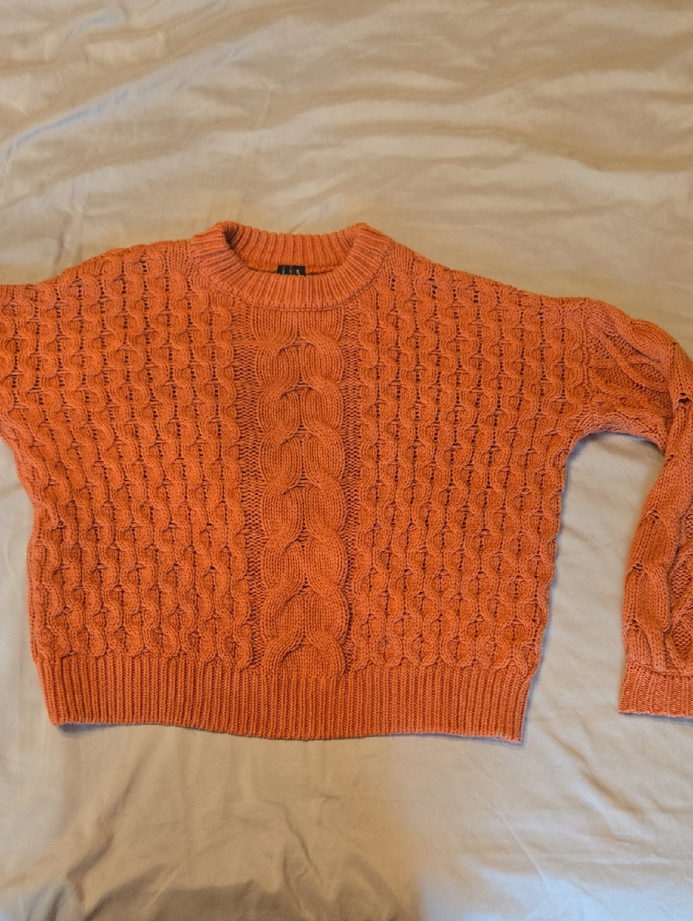 moon & madison Coral Cable-Knit Crewneck Sweater